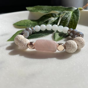 Beaded Diffuser Bracelet with Rose Quartz