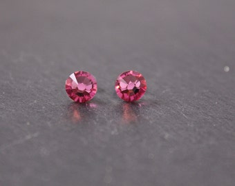 Small Pink Crystal Stud Earrings in "Rose".