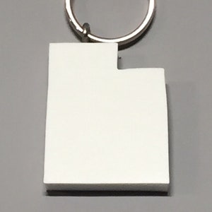 Utah State Keychain – Handmade from Recycled Plastic – Eco Friendly UT Gift – Beehive State Souvenir – Gift Box – Stainless Steel Key Ring