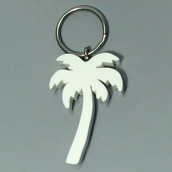 Palm Tree Keychain – Handmade from Recycled Plastic – Eco Friendly Tropical  Gift – Beach Lover Souvenir – Gift Box – Stainless Steel Ring