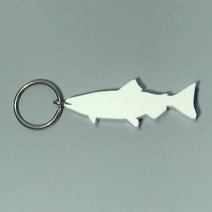 Salmon Fish Keychain – Handmade from Recycled Plastic – Eco Friendly Gift for Fisherman – Stainless Steel Ring