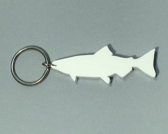 Salmon Fish Keychain - Recycled Materials - Stainless Steel Keychain - Eco Friendly Gifts for Fishermen