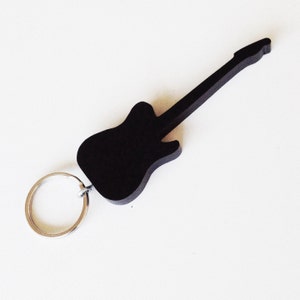 Telecaster Style Guitar Keychain – Handmade from Recycled Plastic – Electric Guitar Gift – Stainless Steel – Musician Gift – Gift Box