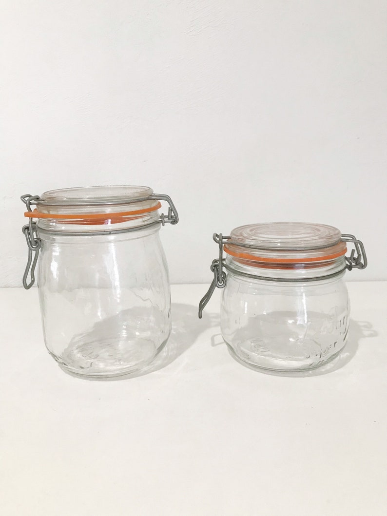 Vintage Le Parfait French Canning Jars With Lids and Rubber Seals Set