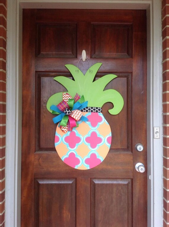 Pineapple Wreath Pineapple Pineapple Door Hanger Front Door Etsy