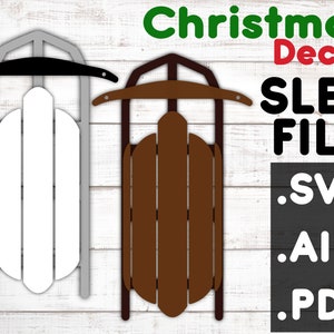 Christmas Sled Layered Door Hanger Sign Vintage - SVG PDF AI Vector - Corte láser