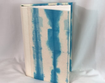 White & Blue Tie-Dye Book 6.5x7.38inch 200 pages, Handbound Sketchbook Journal Guestbook