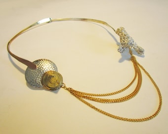 Sterling Silver and Brass Artisan Metalwork Necklace Handcrafted