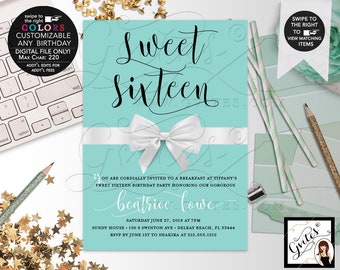 Tiffany Blue Invitation Sweet 16 Etsy