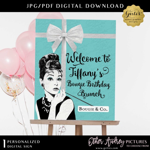 Welcome Audrey Hepburn Birthday Brunch Printable Foam Board Sign | Digital Download