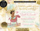 Mint Gold Pink Baby Shower Invitation | Princess on Horse Pinwheels/ Diamonds & Pearls/ Ribbon and Bow| Printable/Digital JPG/ PDF CWCHS-123 Il_170x135