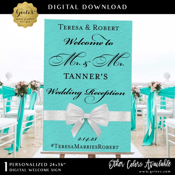 Welcome Wedding Reception Sign | Breakfast at themed blue party | Printable poster entrance decoration | JPG + PDF