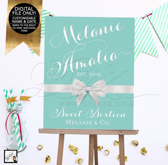 Sweet 16 Welcome Poster Sign Party Printable Decoration