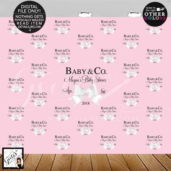 Custom Baby and Co Step and Repeat Backdrop 7' Width x 5' Height
