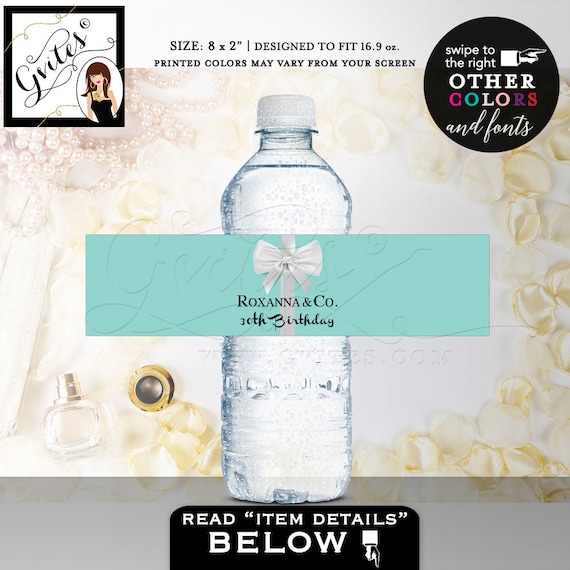 30th Birthday Water Bottle Labels breakfast at decorations {8x2" 5 Per Sheet} | By Gvites