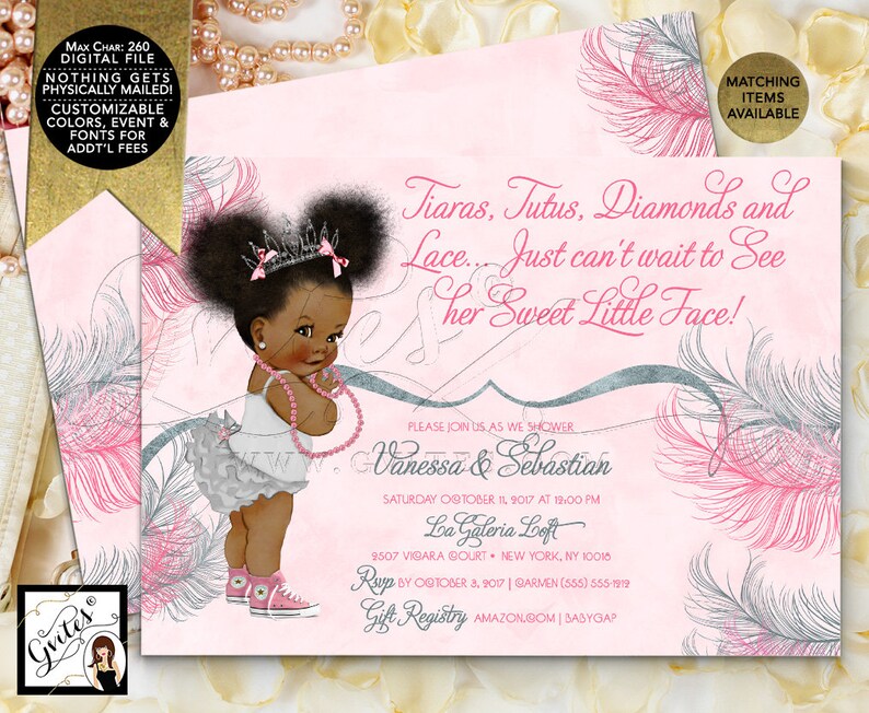 tiara baby shower invitation