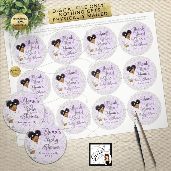 Round Stickers Party Favors Gifting | Winter Baby Shower Lavender Silver | Baby its cold outside labels Printable 2.25x2.25/ 12 Per Sheet