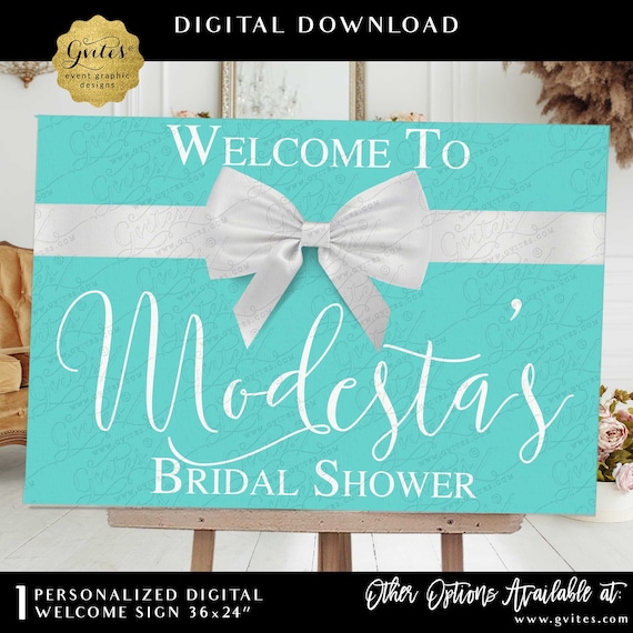 Welcome to Bridal Shower Sign Decorations/ Breakfast at Entrance Centerpiece/ Dessert Table Bride and Co Printable Signs Blue & White