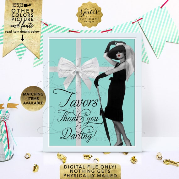 Audrey Hepburn Table Decorations, Favors Sign/ Wedding Personalized Decorations/ Dessert Table/ Birthday Custom Signs/ 8x10" Digital Only!