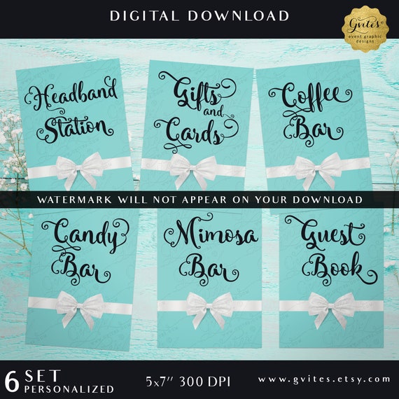 Customizable Table Signs | Food Cards Table Decoration. Breakfast themed bridal/baby/ birthday | Set of 6 {4x6" or 5x7"} Digital File!