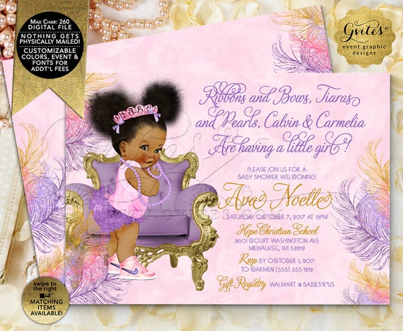 Princess Pink and Purple Invitations/ Ribbons and Bows Tiaras and Pearls.