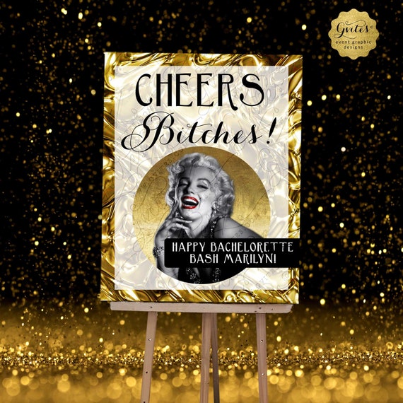 Happy Bachelorette Bash Cheers Sign Marilyn Monroe 8x10"