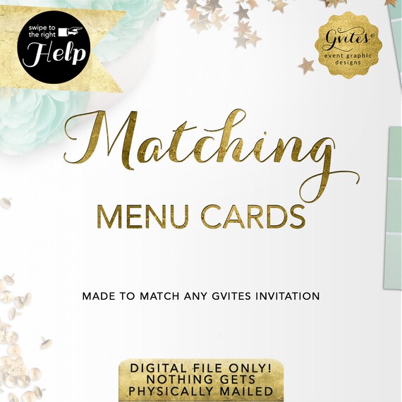 Matching Menu Cards Add-on - To coordinate with any Gvites invitation design. Il_570xn