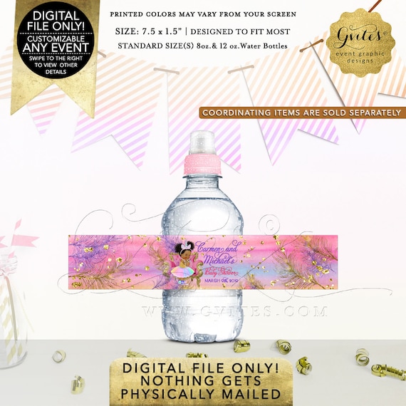 Mini Unicorn Baby Shower Water Bottle Labels Princess | Digital File JPG + PDF Format | Design: UNCRN-101 By Gvites