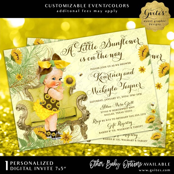 A little sunflower is on the way! Printable Baby Shower Invite | Digital JPG + PDF 7x5"