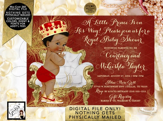 Red & Gold Prince Baby Shower Little Boy/ Royal Red | Printable Digital JPG + PDF | By Gvites