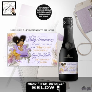 MINI Champagne Labels Baby Shower / Il tempo è vicino bomboniere regali afroamericani/involucri di adesivi per bambina DIGITAL 3x2 9 Per foglio