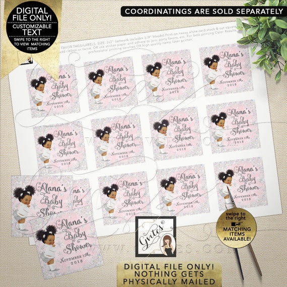 Baby Shower Winter Theme Square Tags/ Labels or Stickers. DIY/ Printable File/ JPG + PDF Format. 2x2/ 12 Per Sheet