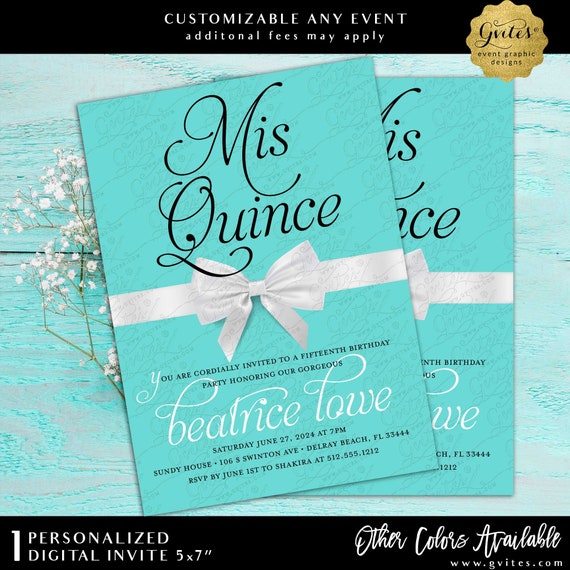 Mis Quince Customizable Invitation Breakfast Blue Themed  Printable Digital 5x7"