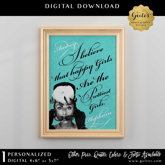 Custom Audrey Quotes Wall Art | Party Sign Centerpiece 4x6" or 5x7"