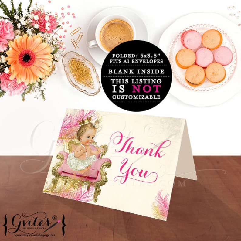 Pink Gold Thank You Baby Shower Cards INSTANT Download Light/ BLONDE 2 Per/ Sheet image 10