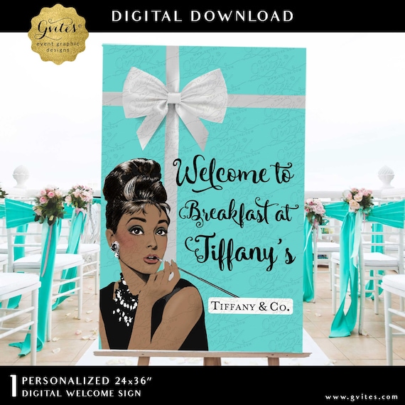 Custom Welcome To Breakfast at Audrey Hepburn Printable Foam Board Sign 24x36" Digital File