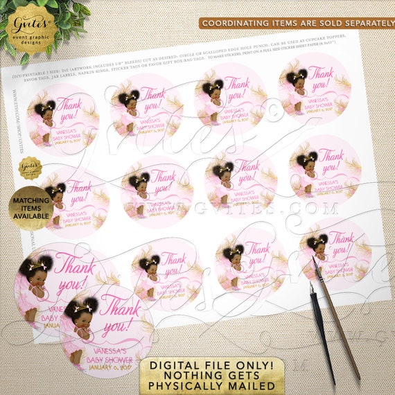 Thank You Pink & Gold Round Labels 2x2" 12/ Per Sheet By Gvites