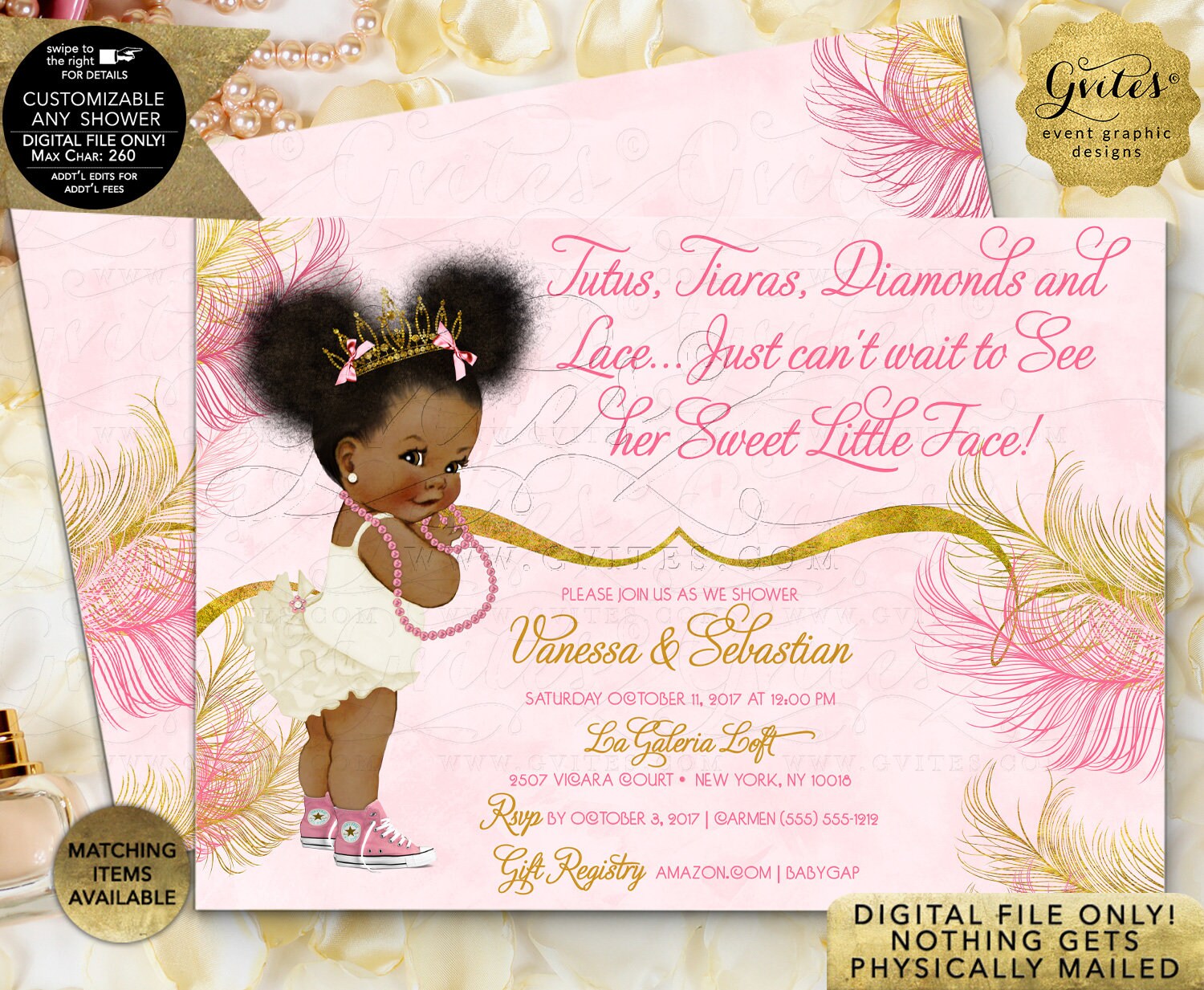 tutus and tiaras baby shower invitations