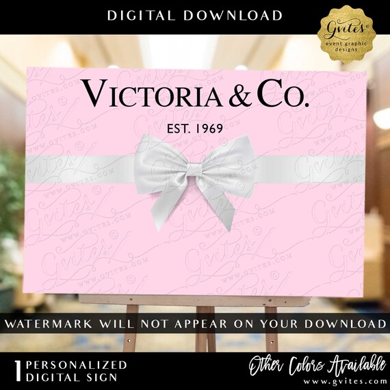 Custom Name & Co Printable Poster For Easel Welcome Sign Light Pink and White Bow | Digital Download