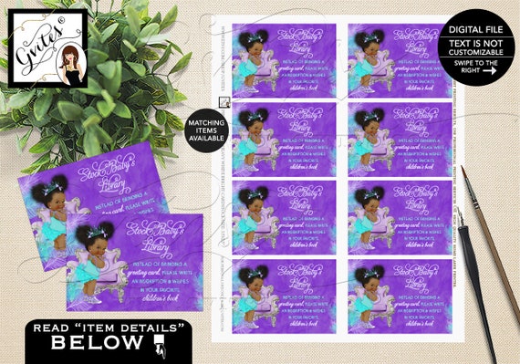 Stock Baby's Library Digital Tickets Violet Purple Aqua Blue Lilac Watercolor Feathers 3.5x2.5" 8/ Sheet. by Gvites