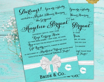 Classy Bride and Co Turquoise Blue Printable Customizable Invitation 5x7" Digital File