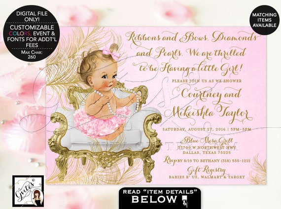 diamonds and pearls baby shower invitations