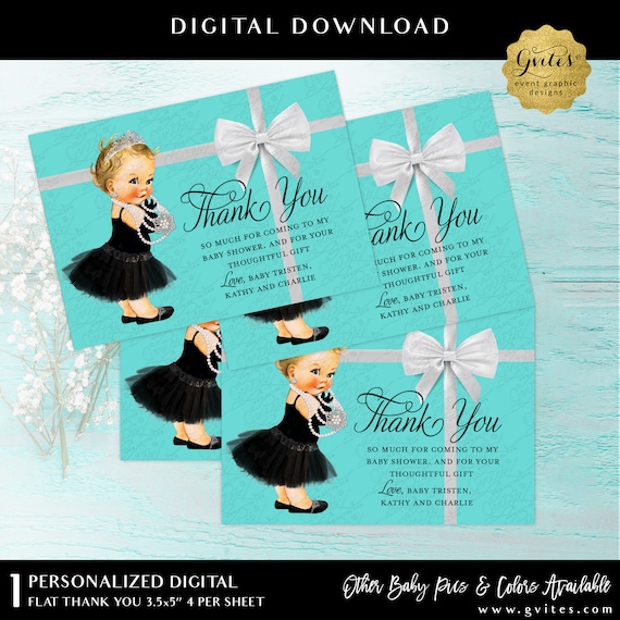 Personalized Baby & Co Baby Shower Thank You Cards Printable/Digital File.  {3.5x5" 4 Per/ Sheet}