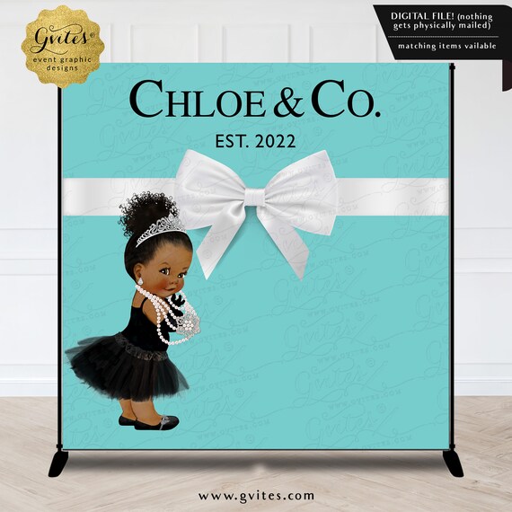 Printable Baby & Co Audrey Princess Diamonds Pearls Personalized Backdrop Banner | 8x8'Feet Digital Download