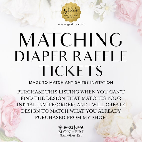 Matching Diaper Raffle tickets Add-on - To coordinate any Gvites invite design.