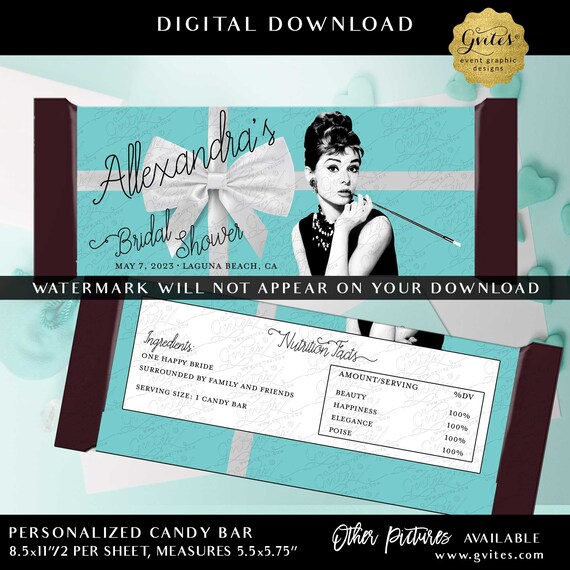 Breakfast at Candy Bar Wrapper Printable 2 Per Sheet 5.25x5.75"