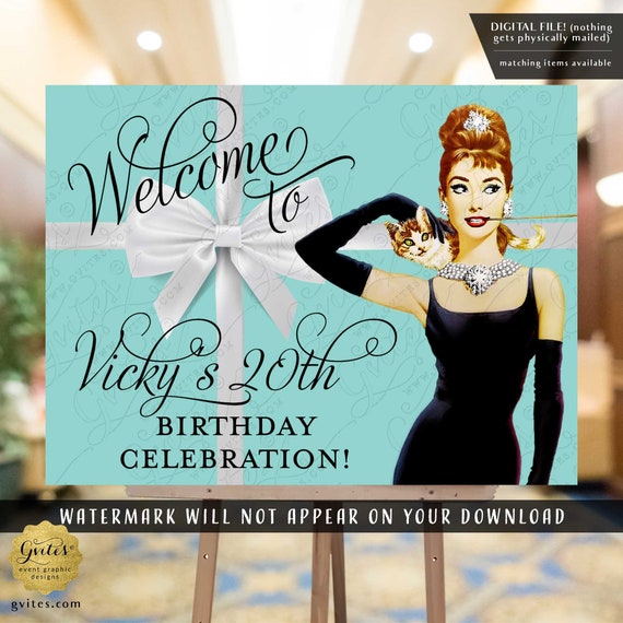 Breakfast at Tiffany's Welcome 20th Birthday Celebration. Audrey Hepburn Party. Printable File Only!
