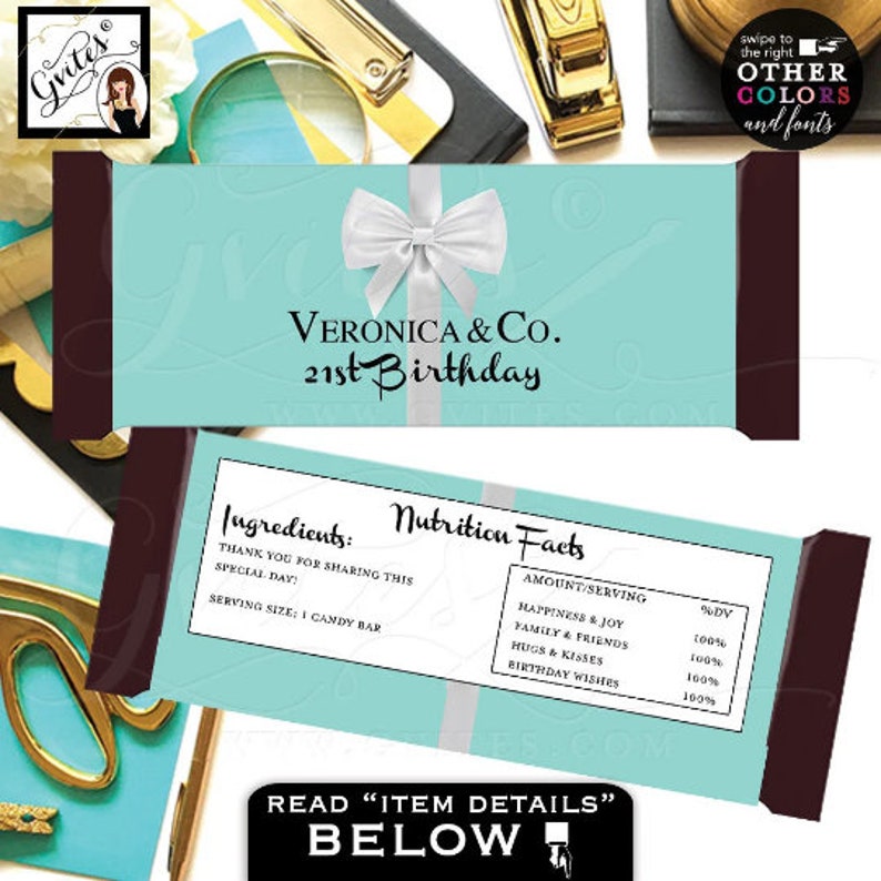 21st Birthday Candy Bar Wrapper Party Favors/ Breakfast at Co Etsy