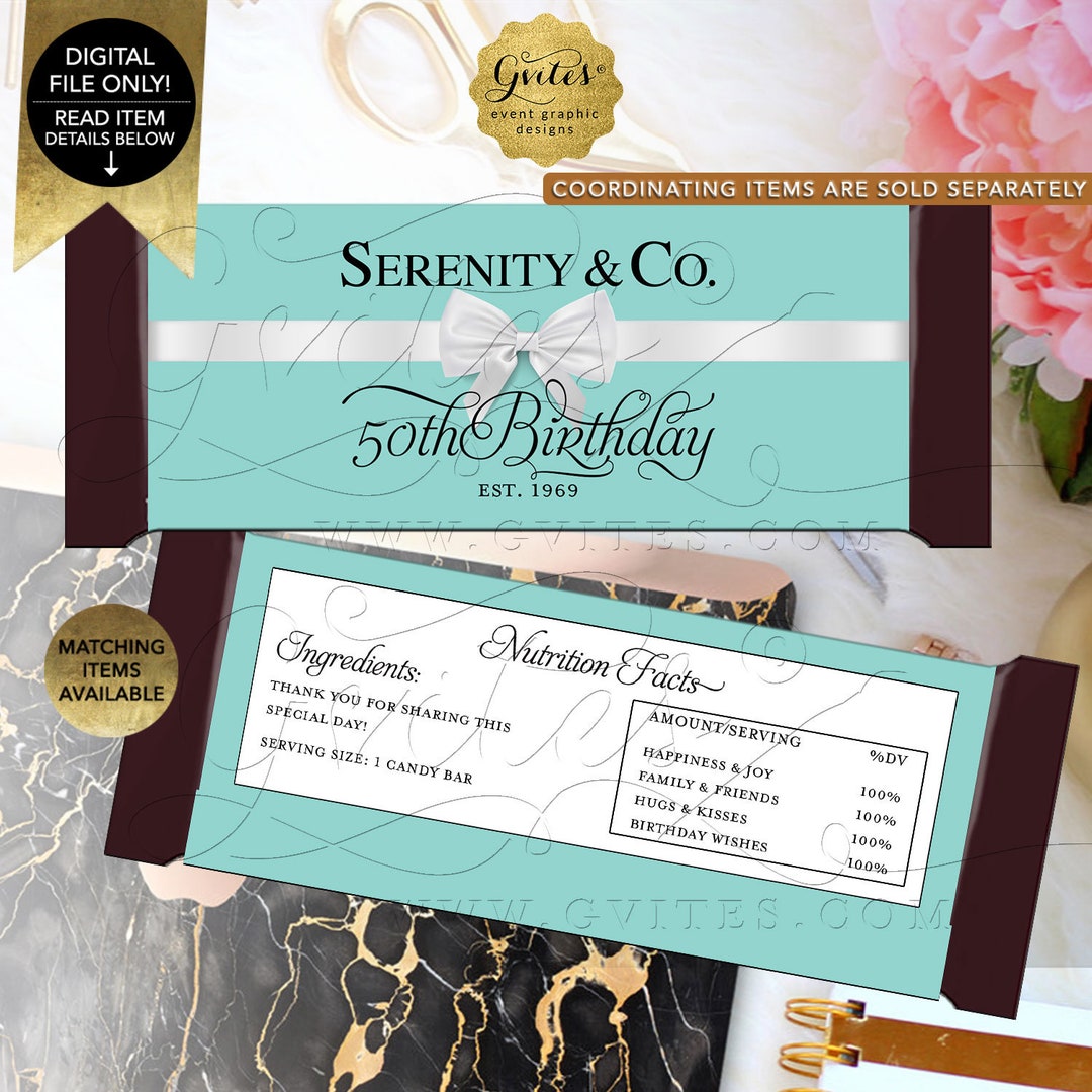 Candy Bar Wrappers 50th Birthday/ Personalized Party Favors Printable ...