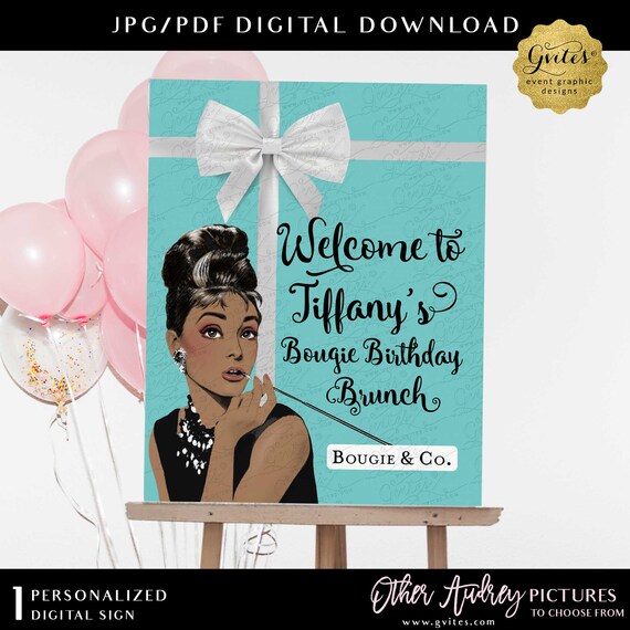 Custom Welcome Audrey Hepburn Birthday Brunch Printable Foam Board Sign 